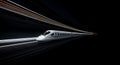 High speed bullet train races through a dark tunnel Royalty Free Stock Photo