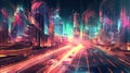 High speed city road. Illustration AI Generative