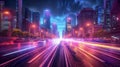 High speed city road. Illustration AI Generative