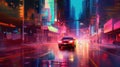 High speed city road. Illustration AI Generative