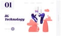 High- speed Communication Technologies Website Landing Page. Workers Installing Equipment for 5G Internet Royalty Free Stock Photo