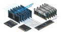 High-Speed Computer Memory and Storage Components Isometric Illustration Royalty Free Stock Photo