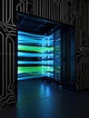 High-Speed Data Flow in Modern Server Room Royalty Free Stock Photo