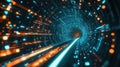 High speed data flowing through futuristic digital tunnel Royalty Free Stock Photo