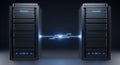 High-Speed Data Transfer Between Dual Server Racks: Secure Connection for Modern IT Infrastructure Royalty Free Stock Photo