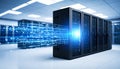 High-Speed Data Transfer in Modern Server Room Royalty Free Stock Photo