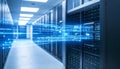 High-Speed Data Transfer in a Modern Server Room Royalty Free Stock Photo