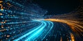 High-speed digital data stream on a winding road, symbolizing modern technology transformation. Royalty Free Stock Photo