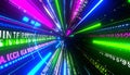 High-Speed Digital Data Tunnel of Neon Light Royalty Free Stock Photo