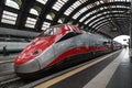 High-speed Eurostar train at the railway station in Milan