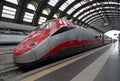 High-speed Eurostar train at the railway station in Milan