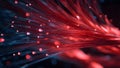 High-Speed Fiber Optic Cables Transmitting Red Data Light Royalty Free Stock Photo