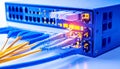 High-Speed Fiber Optic Network Switch Connection Royalty Free Stock Photo