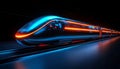 High-Speed Futuristic Transportation Sleek, Glowing Hyperloop Pod in Motion on a Track. Royalty Free Stock Photo
