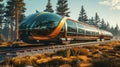 High-speed hyperloop train in landscape - AI Generated