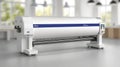 High-Speed, Industrial Label Printing Machine with Roll Feed System in Modern Office Environment