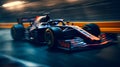 High-speed luxury Formula1 car running on a modern racetrack. created with Generative AI