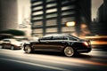 High speed luxury sedan driving in the city. generative AI