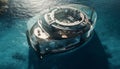 High speed luxury yacht sails through blue waves, a nautical adventure generated by AI