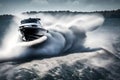 A high-speed motorboat racing across the water Royalty Free Stock Photo
