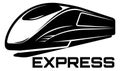 High-speed passenger express train. Vector monochrome template for design