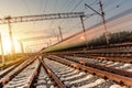 High speed passenger train on tracks with motion blur effect Royalty Free Stock Photo