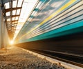 High speed passenger train on tracks with motion blur effect Royalty Free Stock Photo