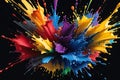 High-Speed Photography Captures a Vibrant Array of Paint Splashes Colliding Against a Pure Black Background