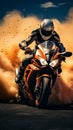 High speed race on track extreme athletes maneuver sport motorcycles with fierce determination