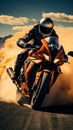 High speed race on track extreme athletes maneuver sport motorcycles with fierce determination