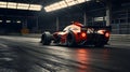 High-speed racing car entering the pit lane Royalty Free Stock Photo