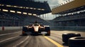 High-speed racing car entering the pit lane Royalty Free Stock Photo