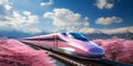 High-speed rail train travel, Fast modern transportation, Futuristic technology concept, Generated