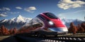 High-speed rail train travel, Fast modern transportation, Futuristic technology concept, Generated