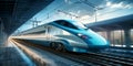 High-speed rail train travel, Fast modern transportation, Futuristic technology concept, Generated