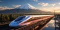 High-speed rail train travel, Fast modern transportation, Futuristic technology concept, Generated