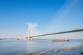 High-speed railway cable-stayed bridge on Yangtze River Royalty Free Stock Photo