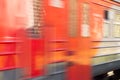Motion blurred red train. Background Royalty Free Stock Photo