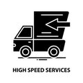 high speed services icon, black vector sign with editable strokes, concept illustration Royalty Free Stock Photo