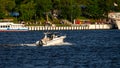 High-speed small vessels on Moscow rivers, boats ride tourists