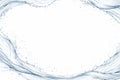 High speed studio water sheet splash waves frame border with empty center isolated on white seamless background Royalty Free Stock Photo