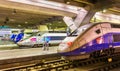 High-speed TGV trains at Montparnasse railway station Royalty Free Stock Photo