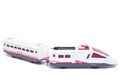 High speed toy train isolated on white background Royalty Free Stock Photo