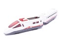 High speed toy train isolated on white background Royalty Free Stock Photo