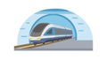 High-Speed Train Entering Tunnel for Modern Transport, vector design Generative AI Royalty Free Stock Photo