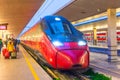 High speed train Italo of NTV Alstom corporation is technological and fast train in Italy. Italy, Florence, 30 december 2018 Royalty Free Stock Photo