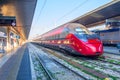 High speed train Italo of NTV Alstom corporation is technological and fast train in Italy. Italy, Venice, 30 december 2018 Royalty Free Stock Photo