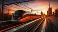 High speed train with magnetically levitating technology. Generative AI