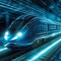 High speed train with motion blur background. Generative Ai Royalty Free Stock Photo