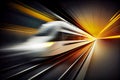 High speed train with motion blur on the road. Generative AI Royalty Free Stock Photo